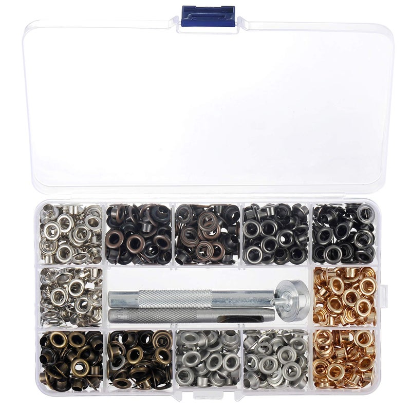 YORANYO 480 Sets Grommet Kit for Fabric Mixed Color Eyelets Set for Leather with Install Tool Storage Box for Scrapbooking Card Making Leather Craft Shoes Clothes Bags Fabric Canvas Paper Craft Inner 0.2 Inch - Image 5